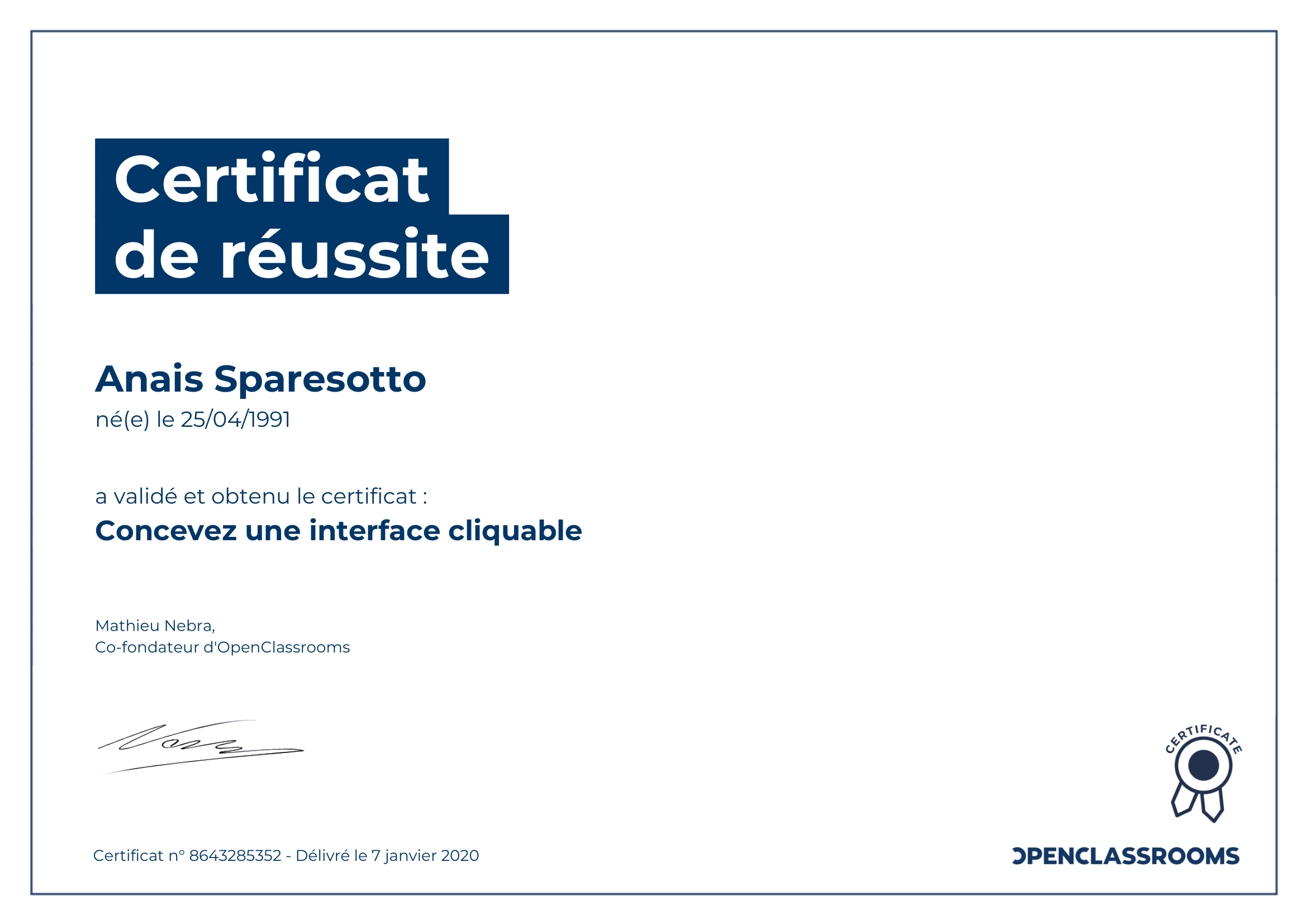 certificat de réussite interface cliquable sparesotto anais